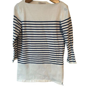 Milly Sweater Top Womens Small Striped White Blue